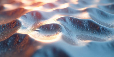 Glistening waves on the water's surface reflect the warm hues of sunset, creating a captivating visual display of movement and light. The scene evokes calm and tranquility.の素材