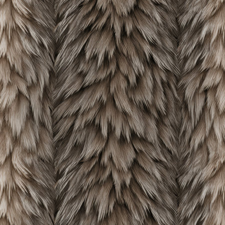 A detailed close-up of a fur pattern, exhibiting soft textures and layered strands. The neutral shades create a warm and inviting aesthetic, resembling natureâs artwork.の写真素材