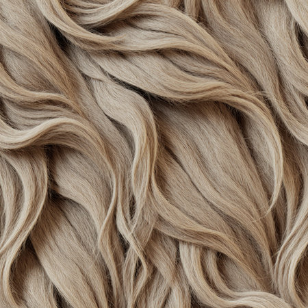 Flowing strands in shades of beige showcase a rich texture, giving depth and warmth to fabric. The...
