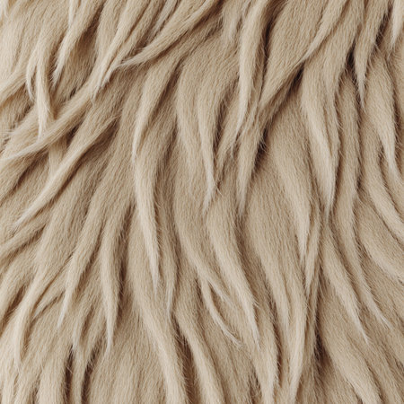 A close-up view of soft beige fur creates a sense of warmth and comfort, perfect for enhancing cozy...