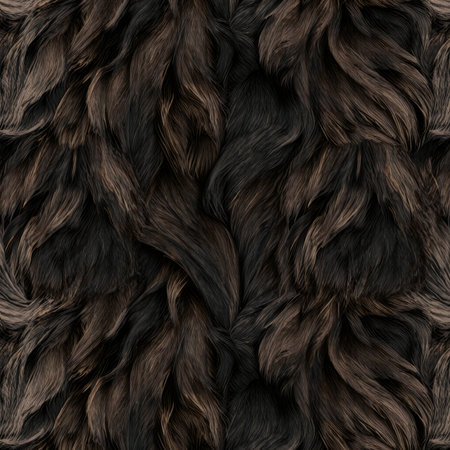 Rich and elegant dark brown fur fills the scene, showcasing undulating textures that shimmer in the...