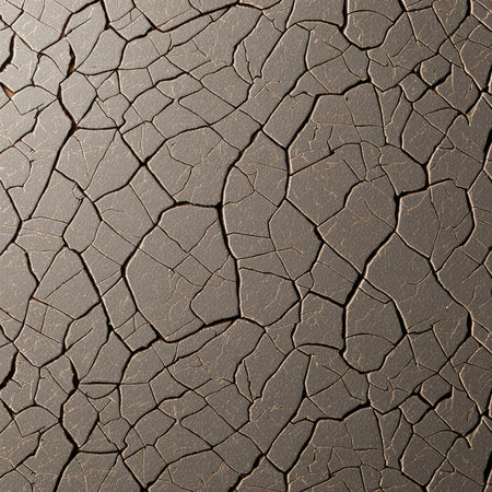 The intricate cracked surface with earthy tones, showcasing the natural texture and detail. The play of light enhances the organic beauty of the dry material over time.の写真素材