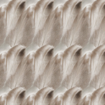Soft feather designs blend harmoniously in light earth tones, evoking a sense of calm. The intricate details showcase the beauty of nature, perfect for stylish decor.の写真素材