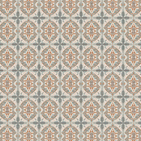 A stunning tile arrangement showcases delicate, intricate patterns in soft tones. This work of art...
