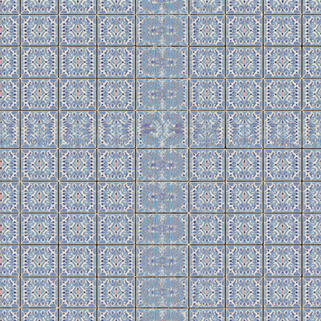 Detailed tiles form a beautiful geometric pattern in shades of blue and white, bringing warmth and...