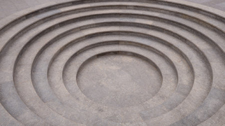 Staircase made of light gray concrete, viewed from a low angle from above. The staircase.