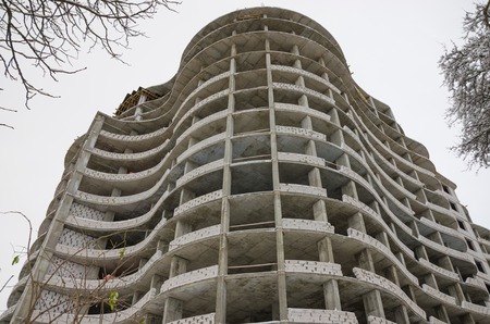 Multi-storey building under construction from concrete and metalの写真素材