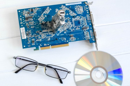 The abstract image of the technician repairing inside of hard disk drive by screwdriver. the concept...