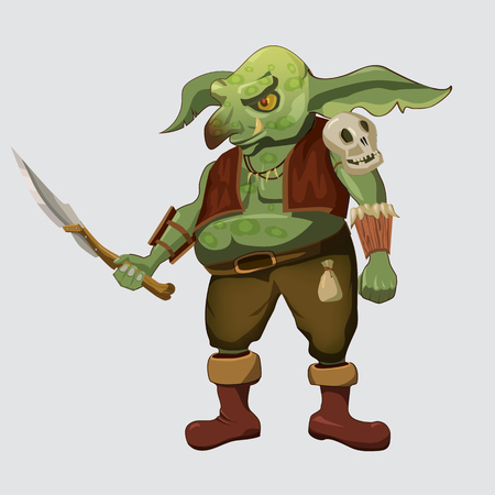 Game object of orc. Orc warrior . Stylized fantasy characters. Vector illustration.のイラスト素材