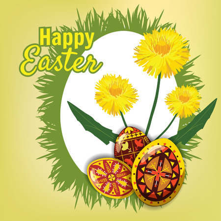 Easter card with eggs and flowers. Vector illustration EPS10のイラスト素材