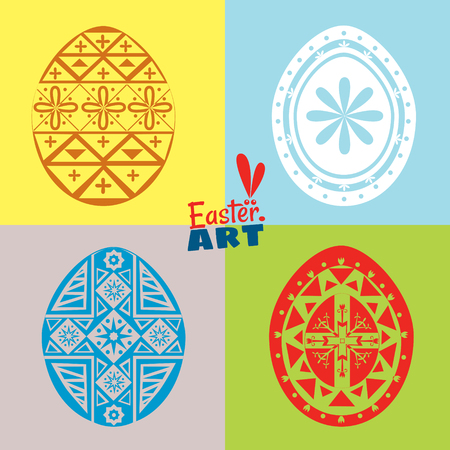 Easter eggs, ethnic painting, vector illustrationのイラスト素材