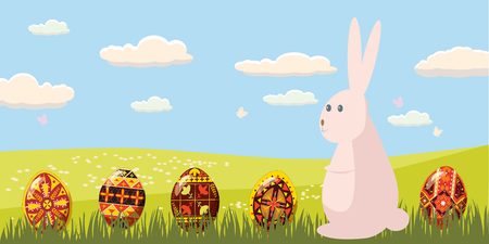 Easter rabbit with Easter egg , vectorのイラスト素材