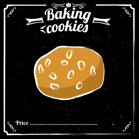 Chalk bakery and pastry on blackboard, vector illustrationのイラスト素材