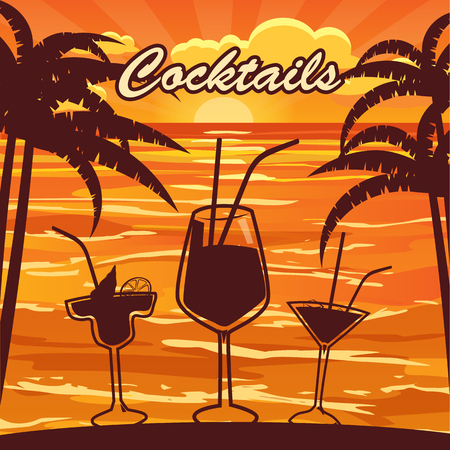 Cocktail bar, invitation, flyer, cartoon style, banner, vector illustratioのイラスト素材