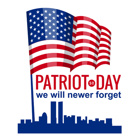 Patriot Day. September 11. We will never forget.のイラスト素材