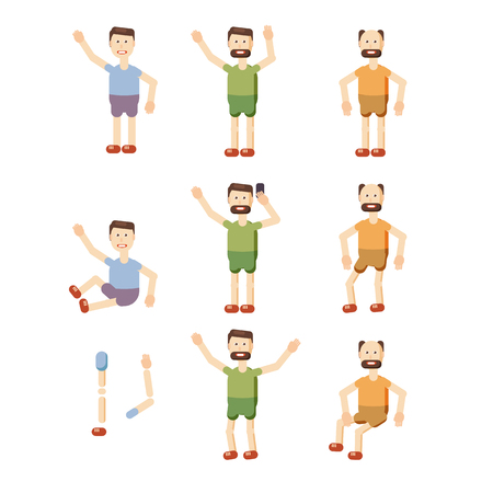 Set of different male cartoon charactersのイラスト素材