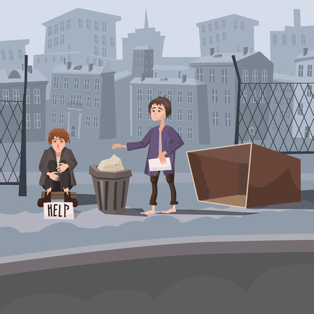 Homeless children needing for helpのイラスト素材