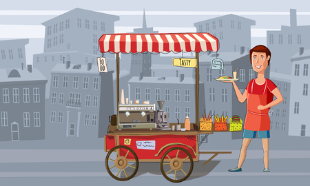 Street food, cart with the sellerのイラスト素材