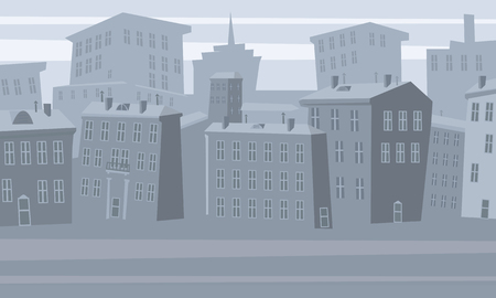 City landscape, houses, vectorのイラスト素材