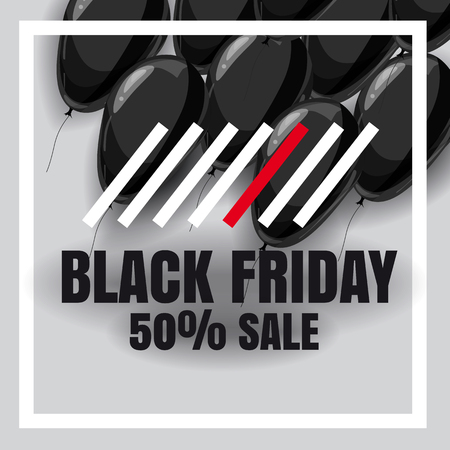 Black Friday Sale Poster with Shiny Balloons on Whiteの写真素材