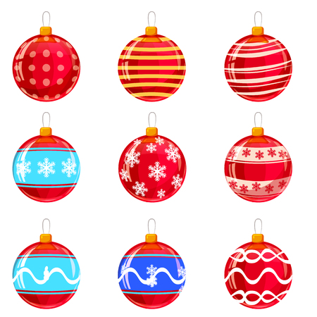 Christmas balls. Set of isolated cartoon decorations. Vector illustration.の写真素材