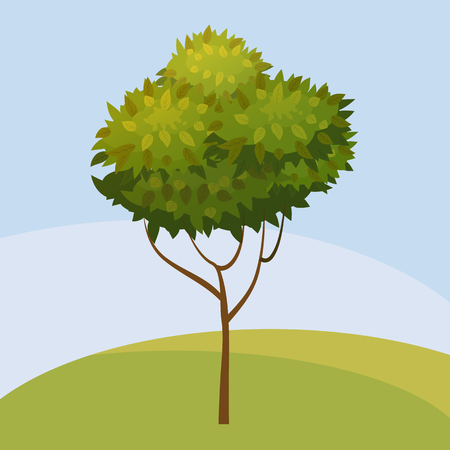Tree, background, abstract landscape, cartoon styleのイラスト素材