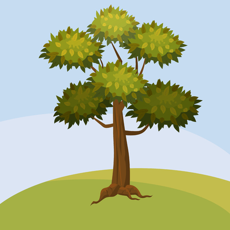 Tree, background abstract landscape cartoon styleのイラスト素材