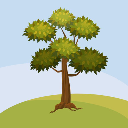 Tree, background abstract landscape cartoon styleの写真素材