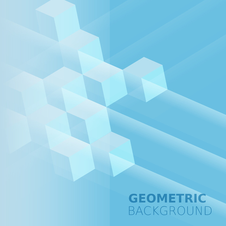 Cubes abstract background, blue monochrome color, squares, shadow blending, for advertising, invitation cards, flyer, banner, isolated, vector, illustrationのイラスト素材