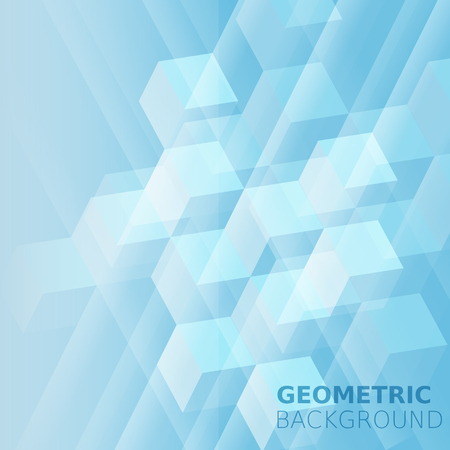 Cubes abstract background, blue monochrome color, squares, shadow blending, for advertising, invitation cards, flyer, banner, isolated, vector, illustrationのイラスト素材