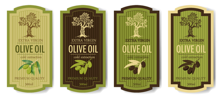 Set elegant labels collection set for premium olive oil, vector, isolatedのイラスト素材