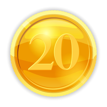 Gold coin value 20 vector illustration.のイラスト素材