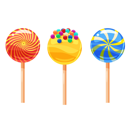 Set of colorful lollipops, sweet candies, vector illustrationのイラスト素材
