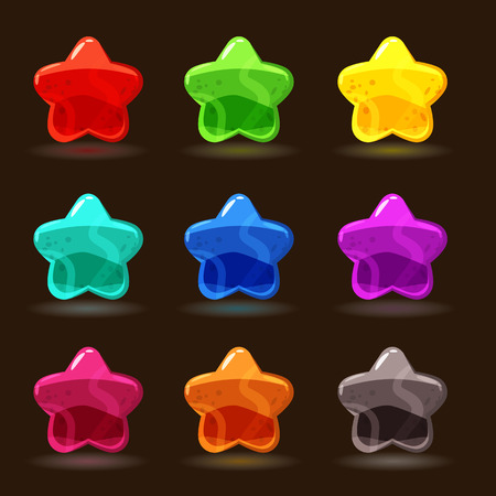 Cute cartoon jelly stars in different colors, isolated vectorのイラスト素材