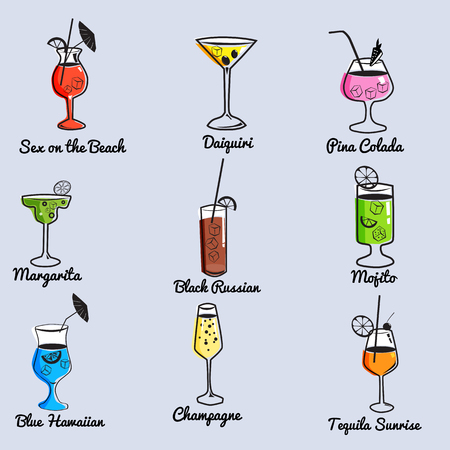 Tropical cocktails set.のイラスト素材