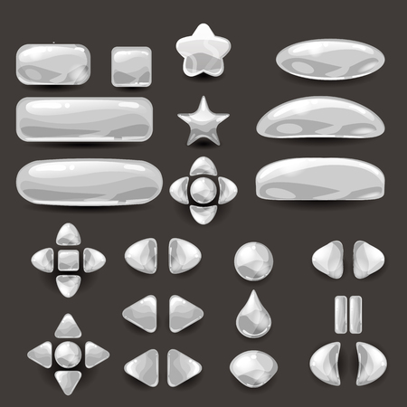 Game ui set. Complete purple menu of graphical user interface GUI to build 2D games. Casual Game.のイラスト素材