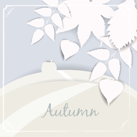 Autumn banner background with paper fall leaves, temlate, vector, illustration, isolatedの写真素材