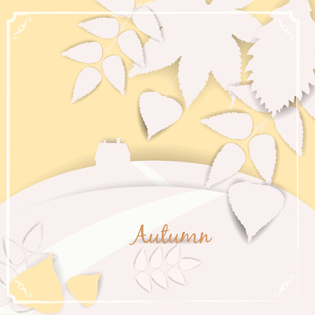 Autumn banner background with paper fall leaves, temlate, vector, illustration, isolatedの写真素材