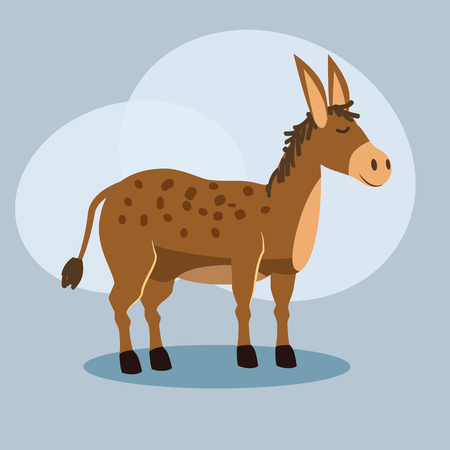Cute cartoon donkey illustration, vector, isolatedのイラスト素材