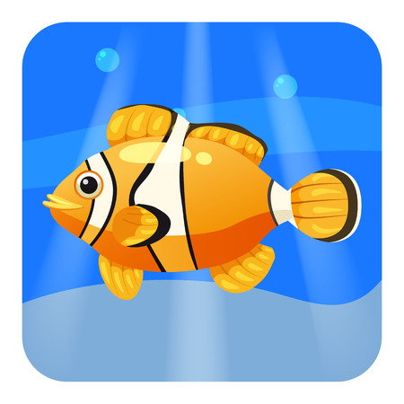 Cute Tropical fish clown in sea, ocean, cartoon style, vector illustrationのイラスト素材