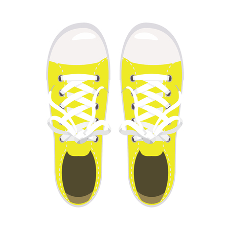 Sports shoes, gym shoes, keds yellow colorsのイラスト素材