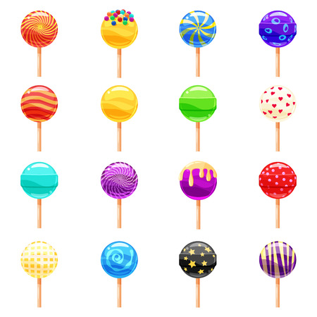 A set of colored candies, lollipop, caramel, various bright colorsのイラスト素材