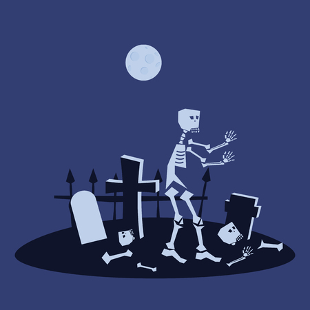 Skeleton in the cemetery, holiday Halloween character halloweenのイラスト素材