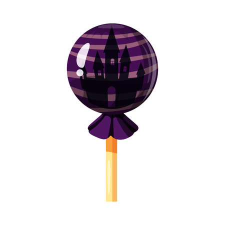 Colored sweets, lollipop, hard candy, Castle, caramel, Halloween holiday. Vector, isolated, cartoon styleの写真素材