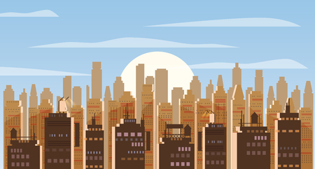 Cityscape day. Modern city skyline panoramic vector backgroundのイラスト素材
