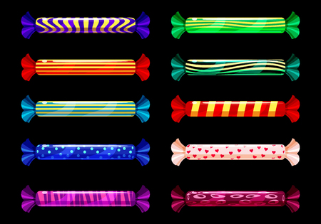 A set of colored candies, lollipop, caramel, various bright colorsのイラスト素材