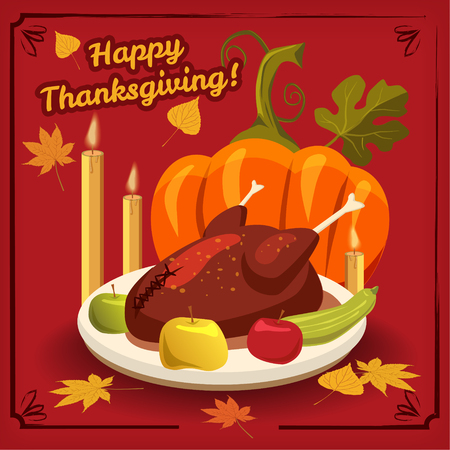Happy Thanksgiving card, background, poster Vector illustrationのイラスト素材