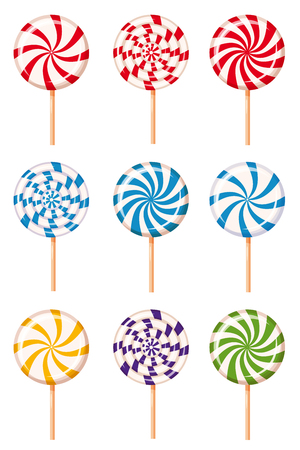 Set striped peppermint candies, caramel, vector Cartoon styleのイラスト素材
