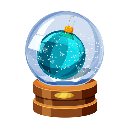 Snow globe with shiny snow and Christmas ballのイラスト素材