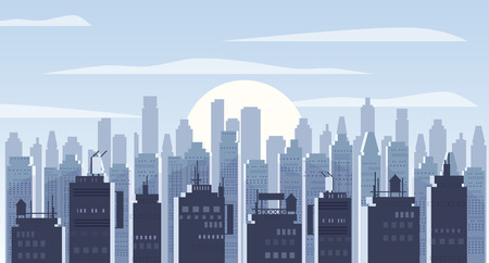Cityscape day. Modern city skyline panoramic vector backgroundのイラスト素材